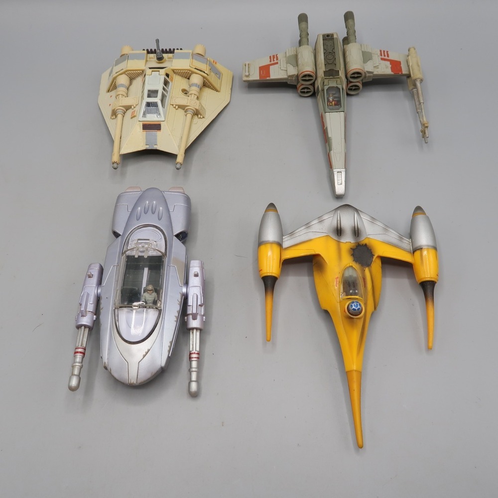 90s Star Wars Action Fleet Ships Lot W Figures Naboo Starfighter Gian Speeder